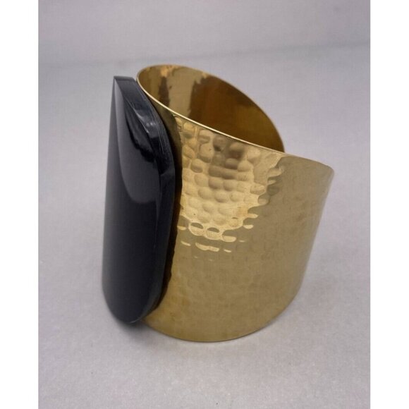 Bisjoux Solid Brass Handmade Hammered Textured Wide Tahiti Cuff Bracelet - Picture 5 of 9